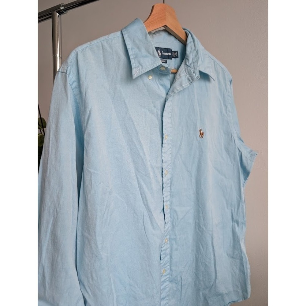 Ralph Lauren Mens Classic Fit Oxford Shirt Blue Long Sleeve Size 16 32/33 OCBD